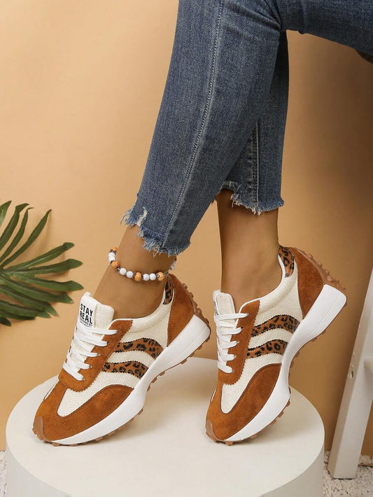 CloudLane Stripe Casual | Leopard Brown/Off-White