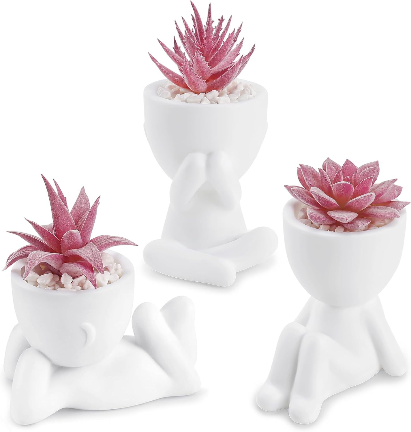 Der Rose 3er-Set künstlicher Sukkulenten, künstliche Pflanzen für schwarzes Bad, Schlafzimmer, Zuhause, Wohnzimmer