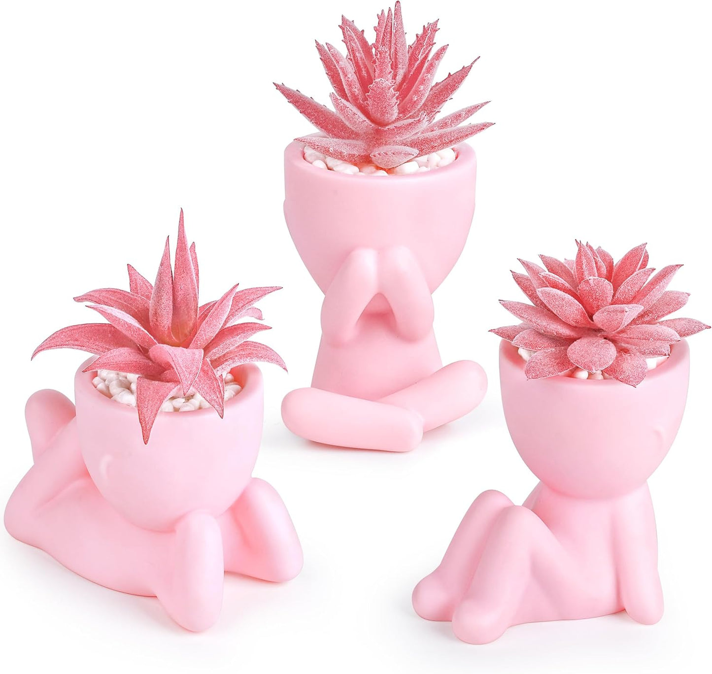 Der Rose 3er-Set künstlicher Sukkulenten, künstliche Pflanzen für schwarzes Bad, Schlafzimmer, Zuhause, Wohnzimmer
