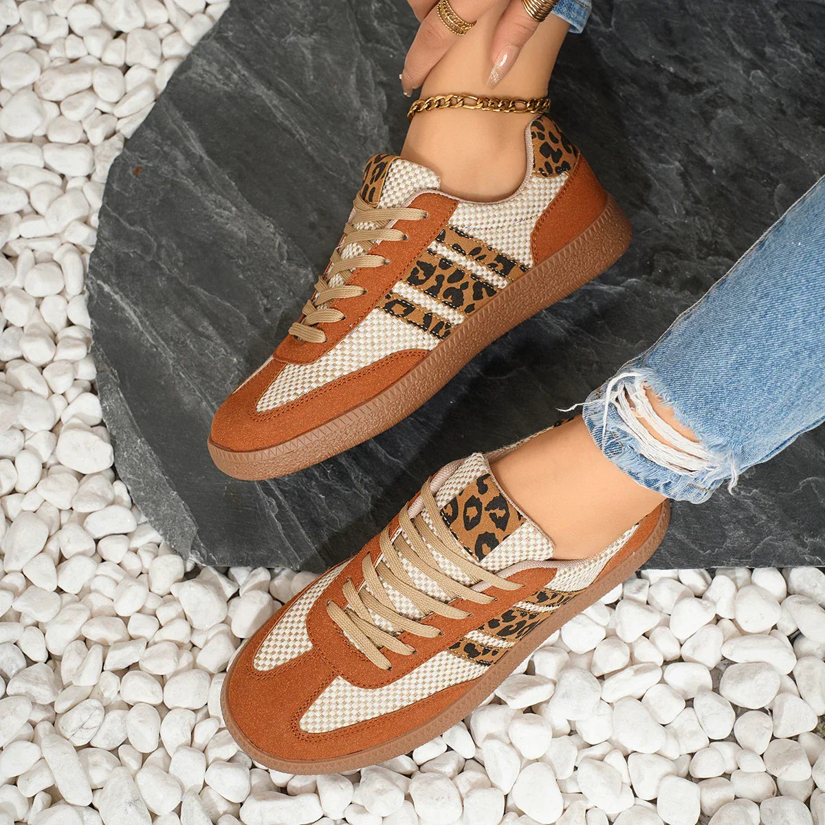 Samba Retro Braun/Beige Leopard-Sneaker