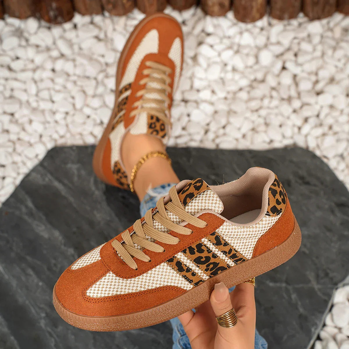 Samba Retro Braun/Beige Leopard-Sneaker