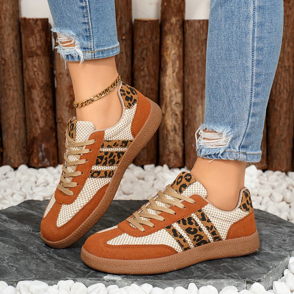 Samba Retro Braun/Beige Leopard-Sneaker