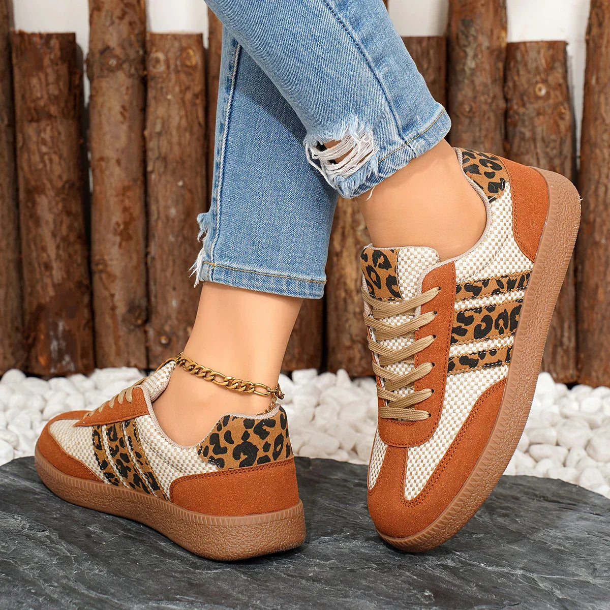 Samba Retro Braun/Beige Leopard-Sneaker